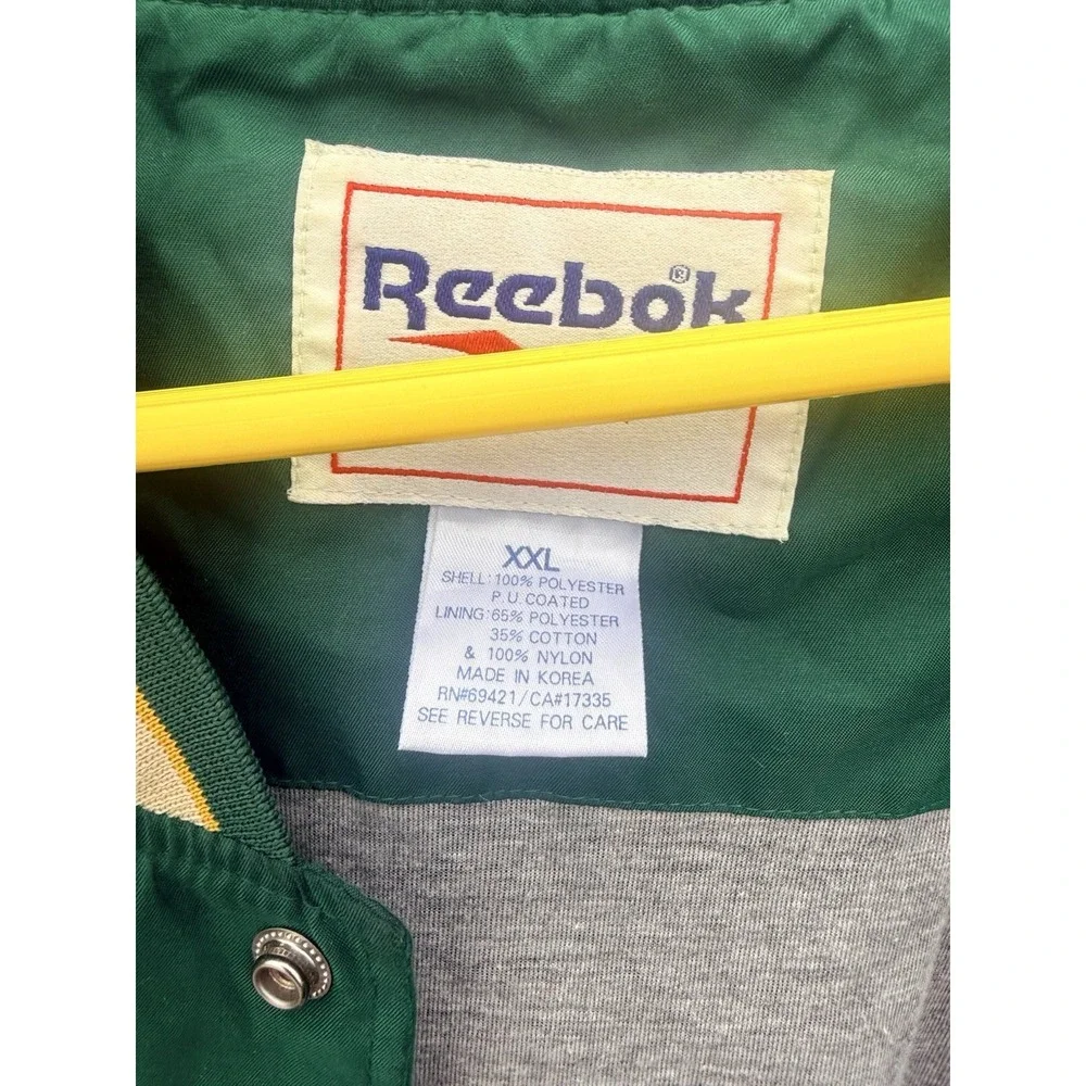 Vintage Reebok Green Bay Packers Jacket Mens XXL NFL Green Snap Spellout